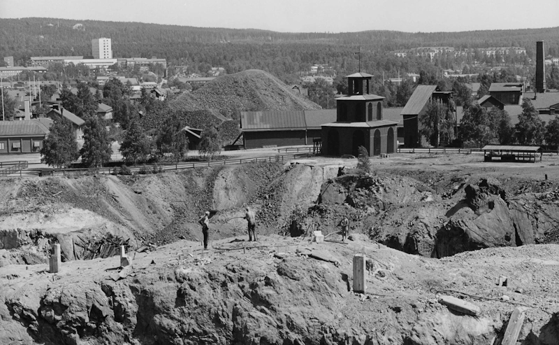 Malmhämtning i Falu gruva, 1971, Liljeroth, Erik